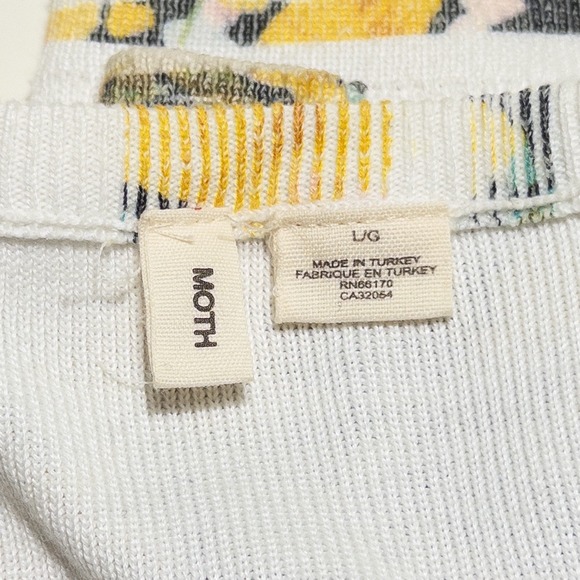 Moth Anthropologie Cardigan Sweater Womens Sz Large Multicolor Floral Stripe Zip - Picture 10 of 11